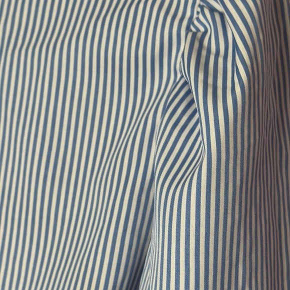 Vintage Puff Sleeve Crop Top with Oversized Bow – Blue & White Stripes – Size L - Picture 4 of 5